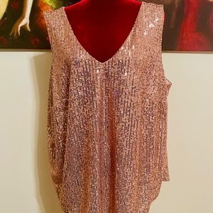 NWT LOFT Plus Size Rose Gold Sequin Camisole Shell